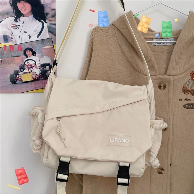 Nylon Handtaschen Schulter Tasche Große Kapazität Umhängetaschen für Teenager Mädchen Männer Harajuku Messenger Tasche Student Schule Taschen Sac weiß von Joom DACH