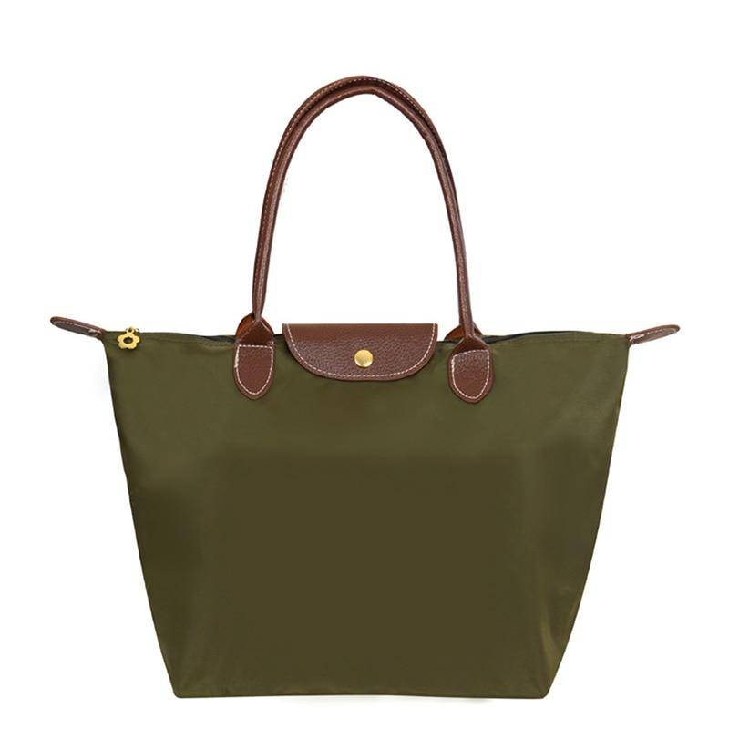 Nylon Strandtasche Mode Damen Handtasche Tote Oxford Schultertaschen Damen Wasserdicht Knödel Faltbare Einkaufstasche Small armee grüne von Joom DACH