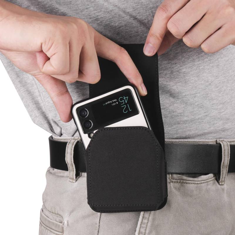 Nylon Wasserdichte Leder Gürtel Clip Telefon Fall Männer Taille Tasche Für Samsung Galaxy Z Flip5 Flip4 Flip3 5G, oppo Find N2 Flip Moto Razr Holster Beutel Abdeckung Samsung Galaxy Z Flip schwarz von Joom DACH
