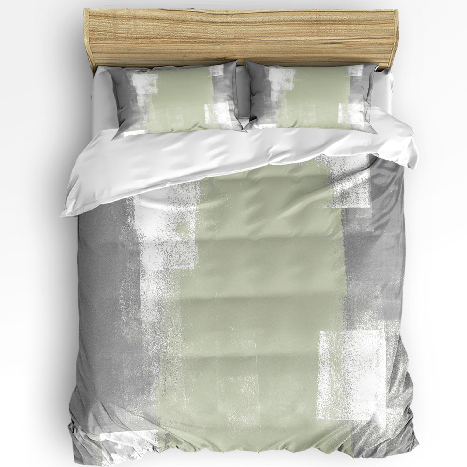 Ölgemälde Abstrakt Geometrisch Gelb Grau Bettbezug mit Kissenbezug 3-teiliges Bettwäscheset Steppdeckenbezug Doppelbett Heimtextil EU single(135x200cm) von Joom DACH