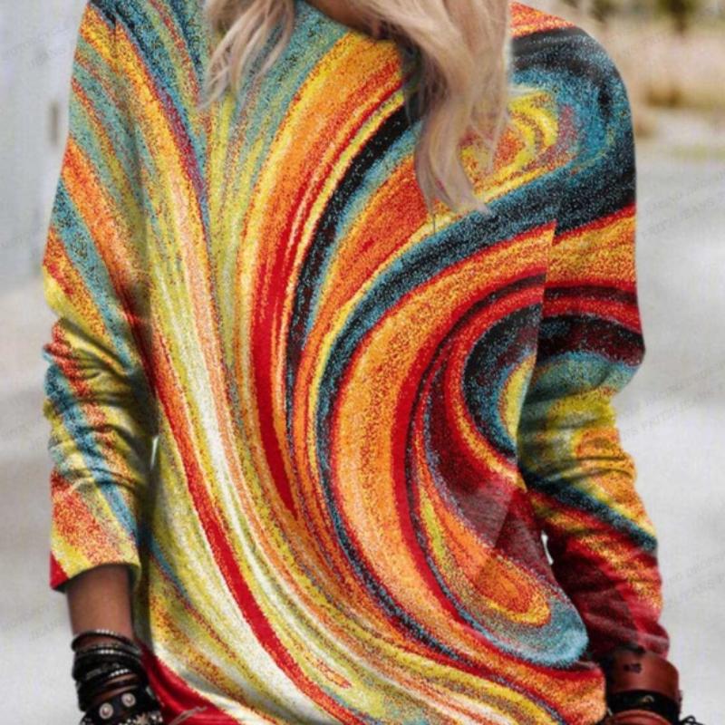 Ölgemälde Langarm Damenmode Langarm Sweatshirt Y2k Langarm O-Ausschnitt Kleidung Luxus Pullover Reinbow Sweats Mädchen Mäntel Frühling 2XL von Joom DACH