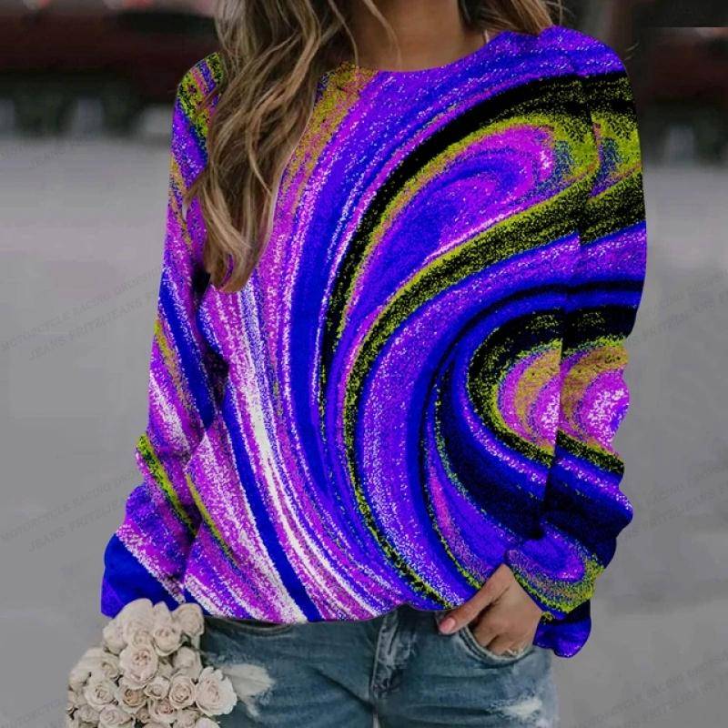 Ölgemälde Langarm Damenmode Langarm Sweatshirt Y2k Langarm O-Ausschnitt Kleidung Luxus Pullover Reinbow Sweats Mädchen Mäntel Frühling 2XL von Joom DACH