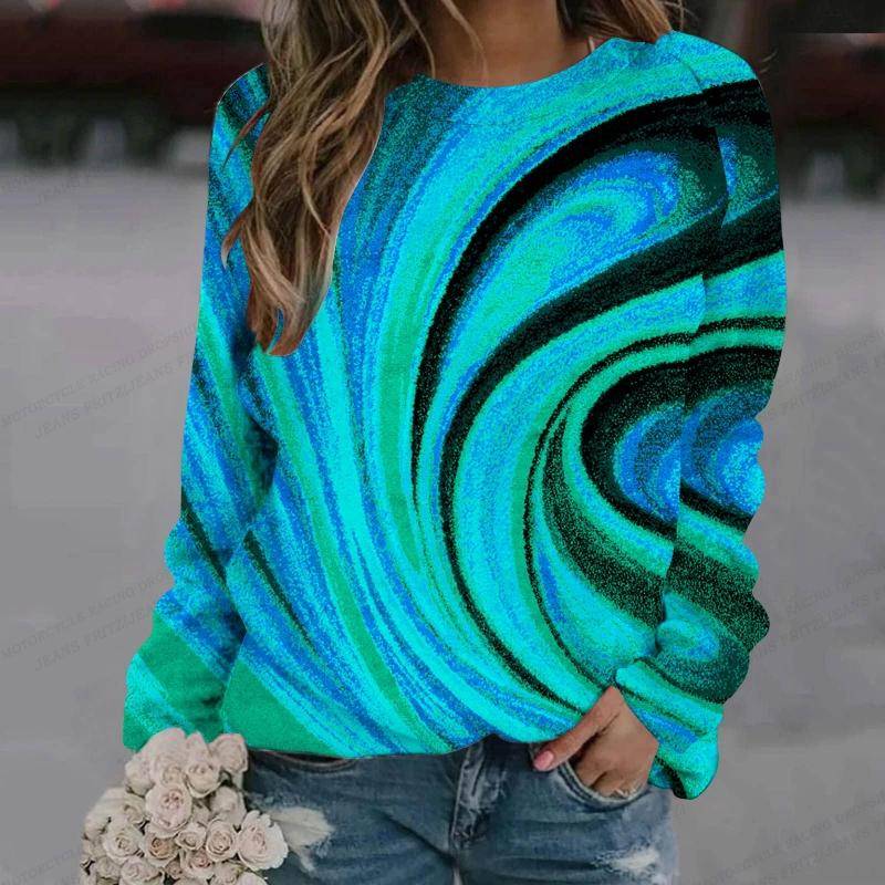 Ölgemälde Langarm Damenmode Langarm Sweatshirt Y2k Langarm O-Ausschnitt Kleidung Luxus Pullover Reinbow Sweats Mädchen Mäntel Frühling 3XL von Joom DACH