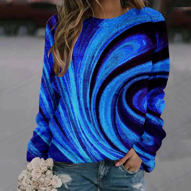 Ölgemälde Langarm Damenmode Langarm Sweatshirt Y2k Langarm O-Ausschnitt Kleidung Luxus Pullover Reinbow Sweats Mädchen Mäntel Frühling 4XL von Joom DACH