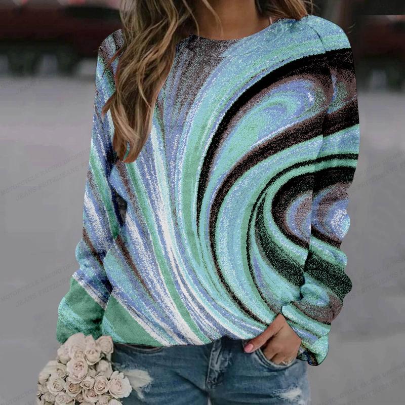Ölgemälde Langarm Damenmode Langarm Sweatshirt Y2k Langarm O-Ausschnitt Kleidung Luxus Pullover Reinbow Sweats Mädchen Mäntel Frühling 4XL von Joom DACH
