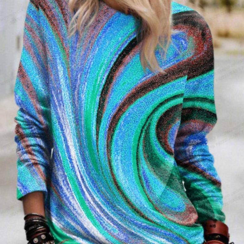 Ölgemälde Langarm Damenmode Langarm Sweatshirt Y2k Langarm O-Ausschnitt Kleidung Luxus Pullover Reinbow Sweats Mädchen Mäntel Frühling 8XL von Joom DACH