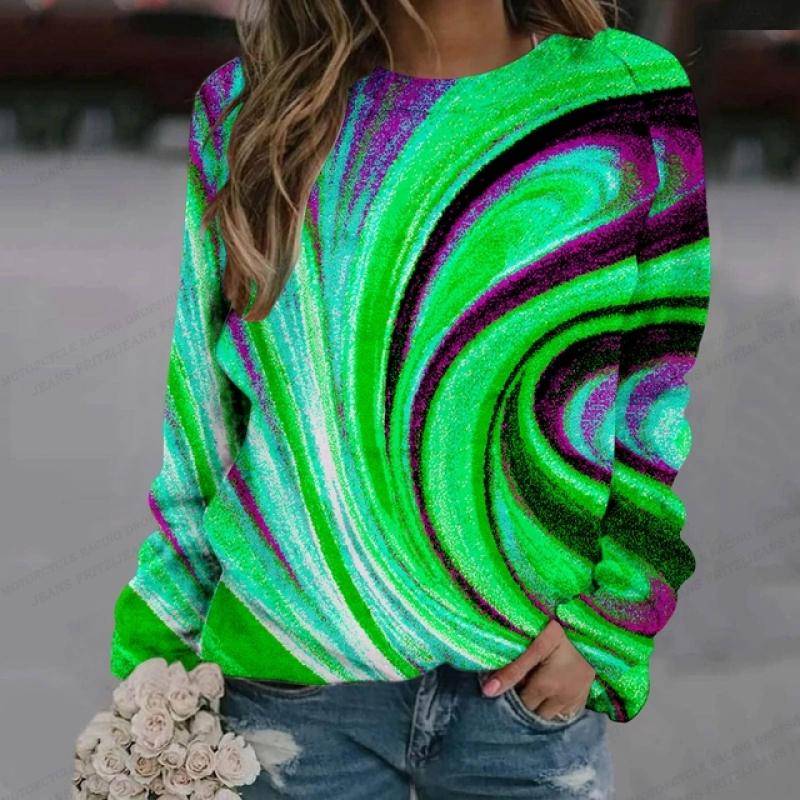 Ölgemälde Langarm Damenmode Langarm Sweatshirt Y2k Langarm O-Ausschnitt Kleidung Luxus Pullover Reinbow Sweats Mädchen Mäntel Frühling XL von Joom DACH