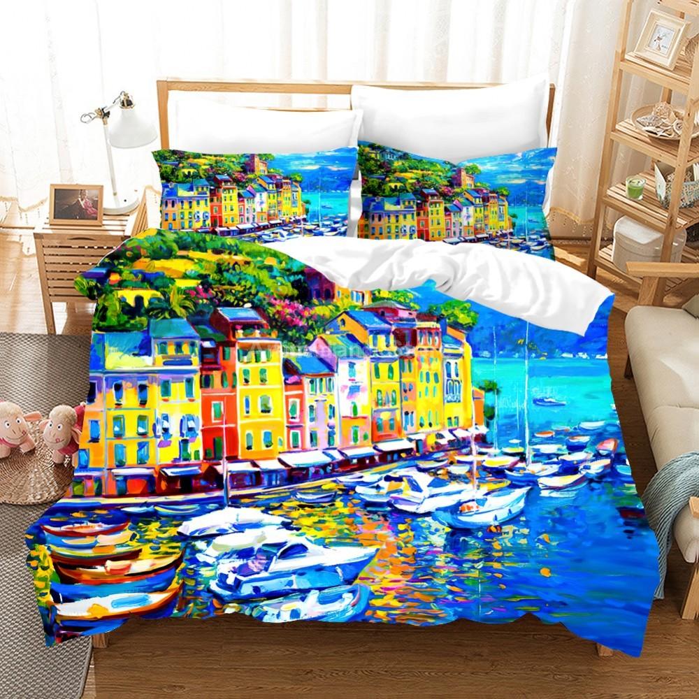 Ölgemälde Van Gogh Sternenhimmel Bettwäscheset Queen King Size Schlafzimmerdeko Bettbezug Kissenbezug 2/3 Stück Bettwäsche Heimtextil EU single(135x200cm) von Joom DACH