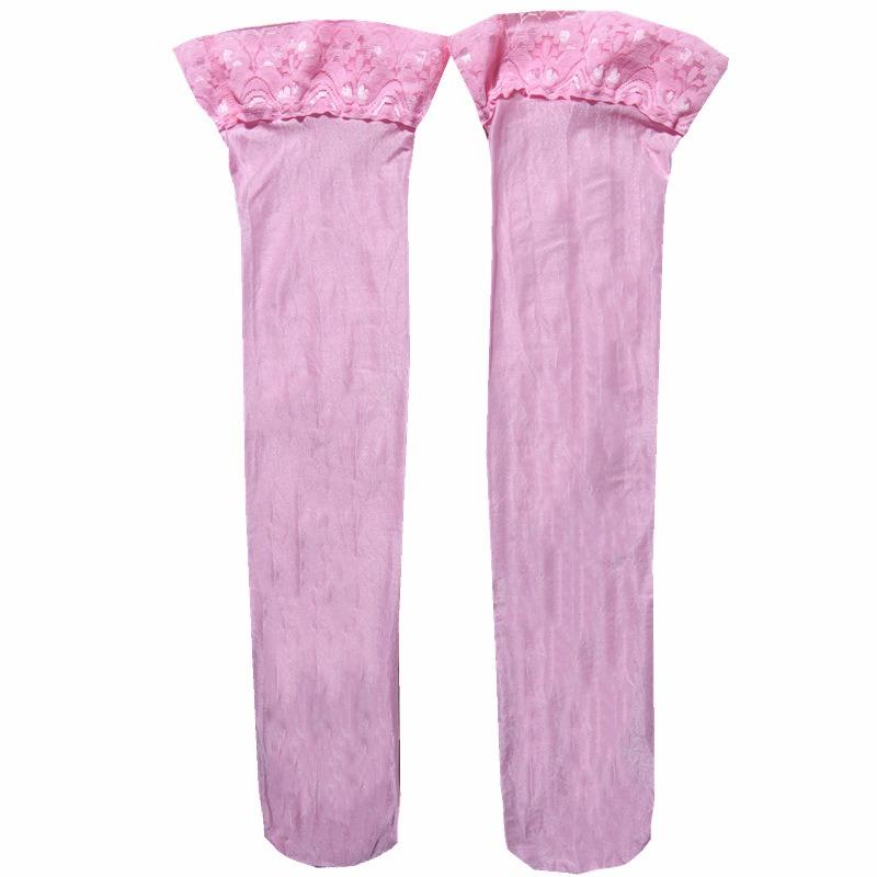 Ölglänzende hohe Strümpfe für Damen, halterlose Silikonstrümpfe, Strumpfhosen, hoch über dem Knie, transparente Seidenstrümpfe One Size rosa von Joom DACH