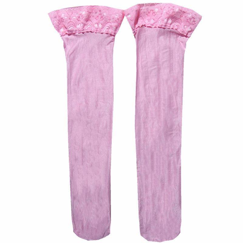 Ölglänzende hohe Strümpfe für Damen, halterlose Silikonstrümpfe, Strumpfhosen, hoch über dem Knie, transparente Seidenstrümpfe One Size rosa von Joom DACH