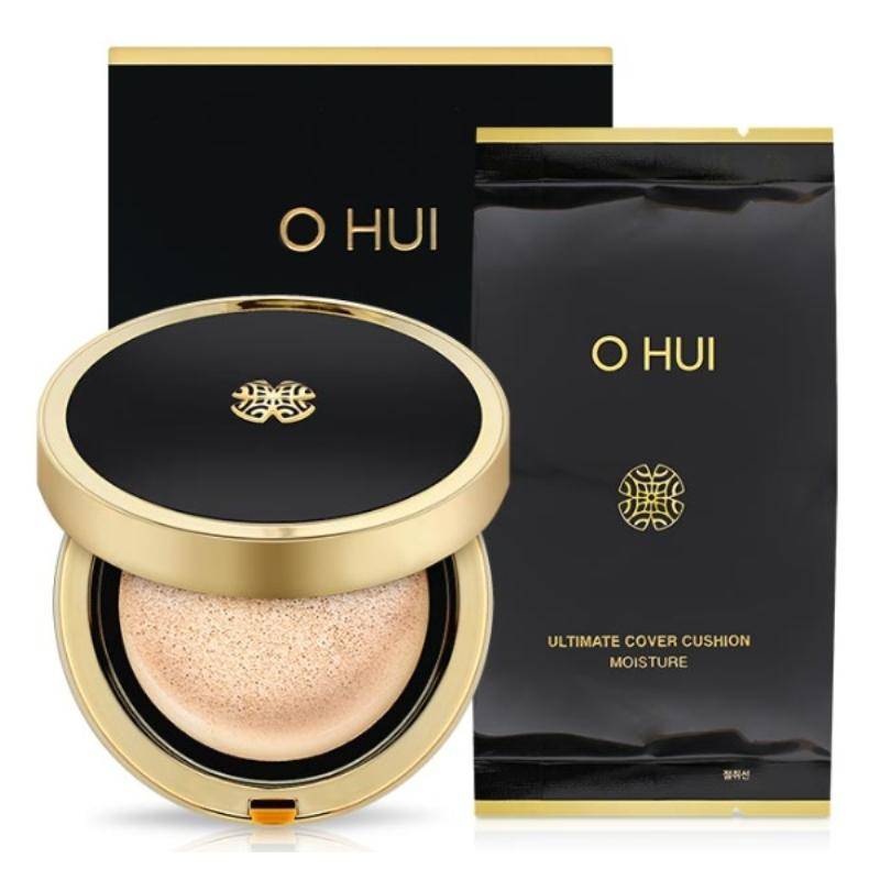 OHUI Ultimate Cover Moisture Cushion Foundation 15g + Nachfüllpack 15g Hydratisierendes Dewy Glow Cushion Compact | Hohe Deckkraft für trockene & empfindliche Haut 01 Milk Beige von Joom DACH
