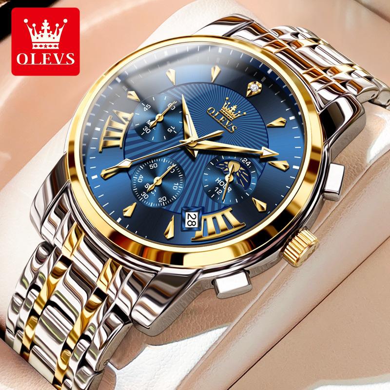 OLEVS Marke herren Uhr Multi-funktionale Mode Quarzuhr Neue Stahl Gürtel Wasserdichte Quarzuhr von Joom DACH
