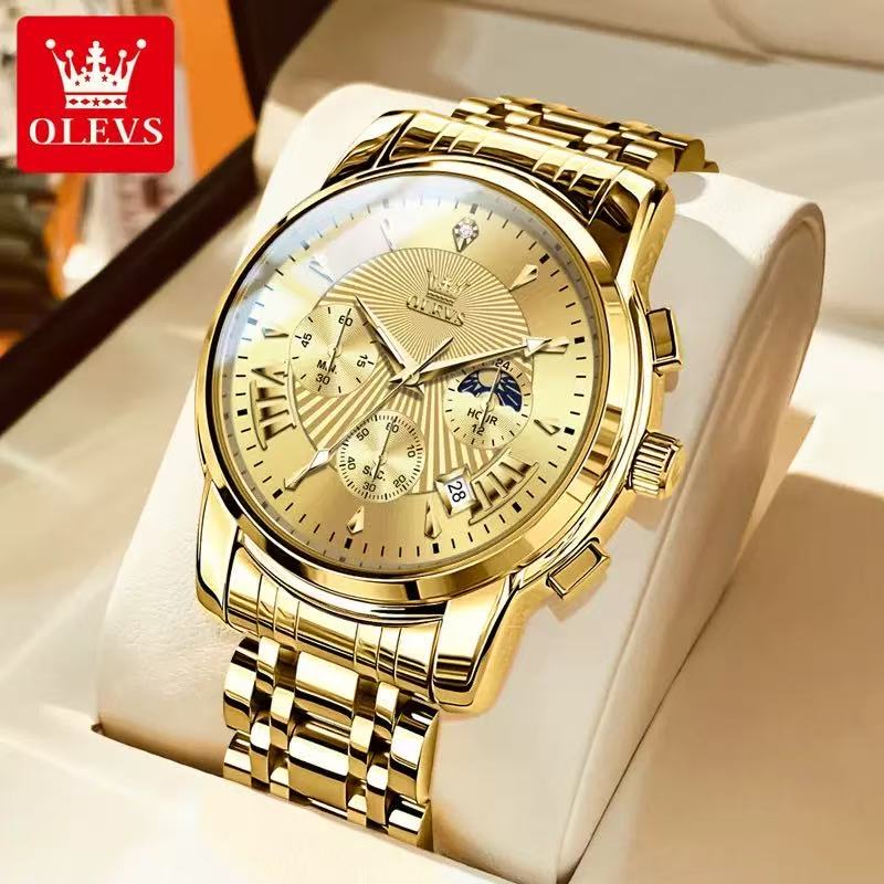 OLEVS Marke herren Uhr Multi-funktionale Mode Quarzuhr Neue Stahl Gürtel Wasserdichte Quarzuhr von Joom DACH