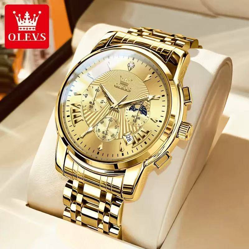 OLEVS Marke herren Uhr Multi-funktionale Mode Quarzuhr Neue Stahl Gürtel Wasserdichte Quarzuhr von Joom DACH