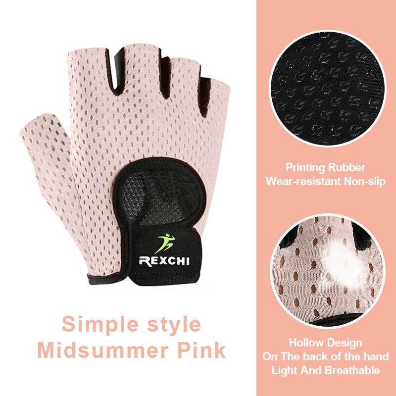 OLIKEI Fitness-Handschuhe für Männer und Frauen, Halbfinger-Sport-Reithandschuhe, atmungsaktive Gymnastik-Handschuhe, verschleißfest, rutschfest, Reck-Hantel-Handschuh S apricot von Joom DACH