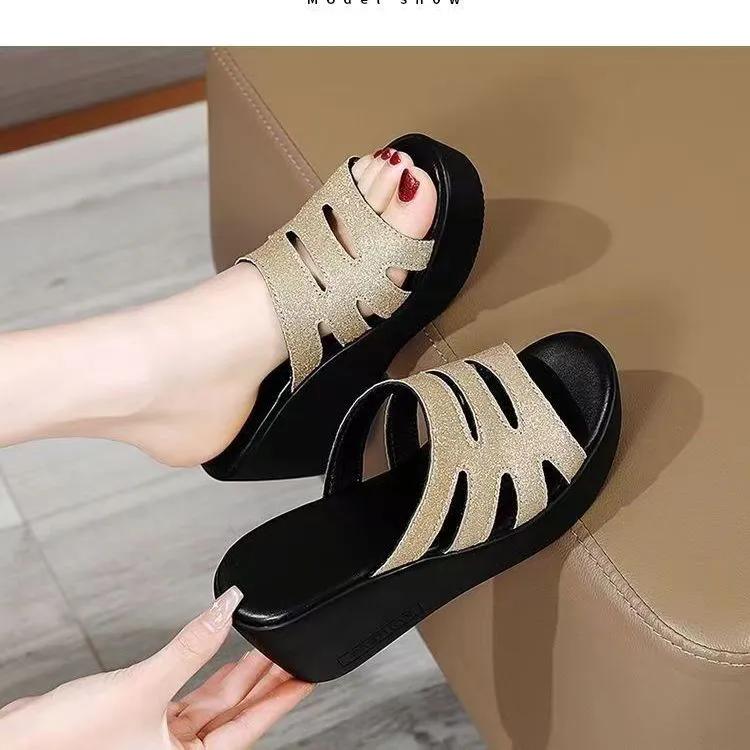 Oberbekleidung Hausschuhe Damen Trendy Fashion Dicke Unterseite rutschfeste wasserdichte Hausschuhe 35 gold von Joom DACH