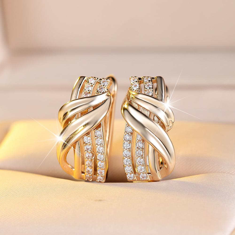 Ohrhänger im Ethno-Stil in Goldfarbe mit geometrischen Formen für Damen Luxus-Zirkonia-Ohrringe Täglicher Feinschmuck gold von Joom DACH