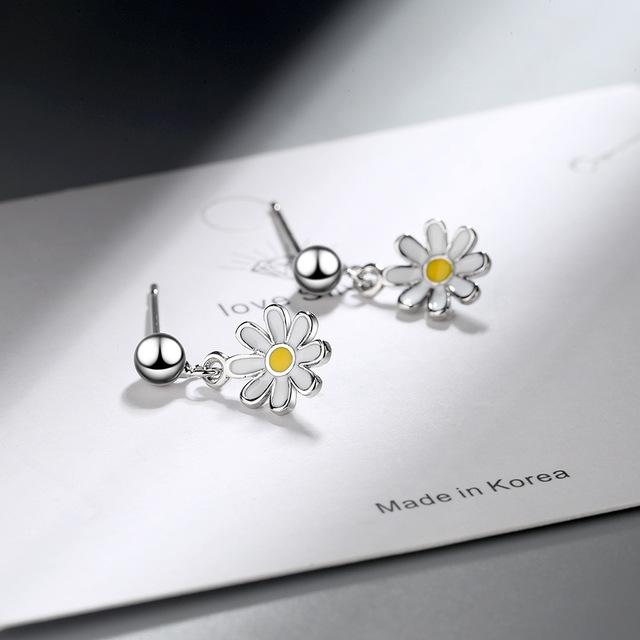 Ohrring 925 Sterling Silber Daisy Blume Ohrstecker für Frauen Hochzeit Schmuck Brincos Pendientes Trend von Joom DACH