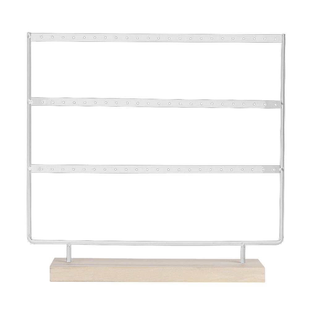 Ohrring-Organizer-Halter, 3-lagig, 72 Löcher, Ohrring-Halter, Schmuckturm mit Holzsockel weiß von Joom DACH