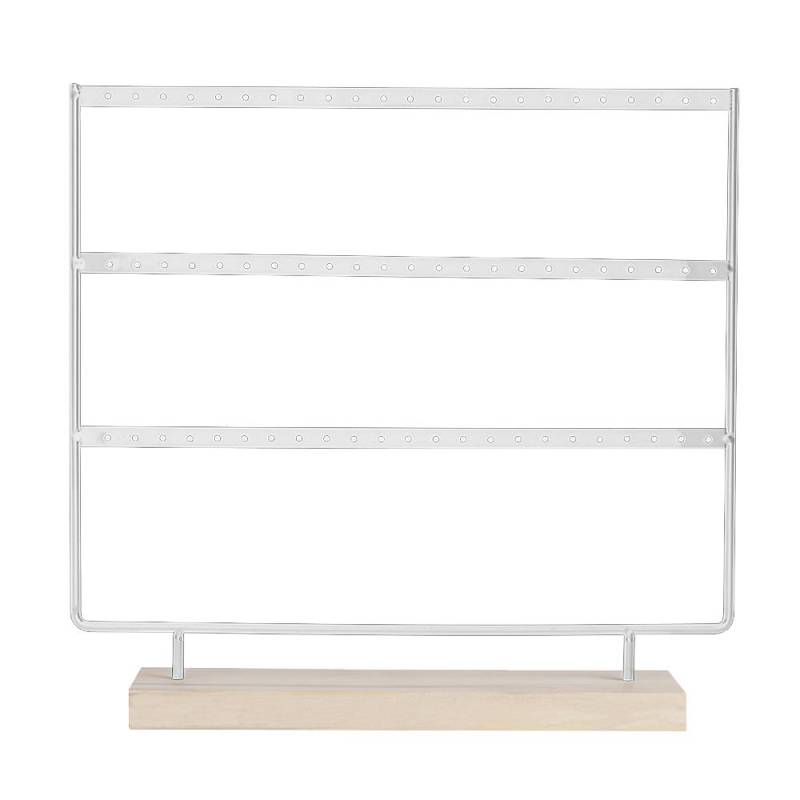 Ohrring-Organizer-Halter, 3-lagig, 72 Löcher, Ohrring-Halter, Schmuckturm mit Holzsockel weiß von Joom DACH
