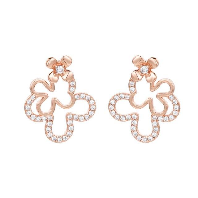 Ohrringe Klee Sterlingsilber Damen Voll Diamant Zirkon Tragevielfalt Schmuck rose gold von Joom DACH