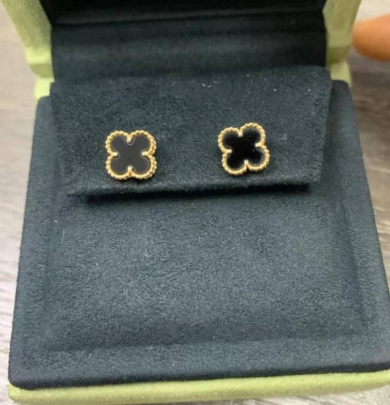 Ohrringe mit vierblättrigem Gras, leichte, luxuriöse Ohrstecker aus weißem Fritillaria, rotem Achat und Malachit, für Damen von Joom DACH