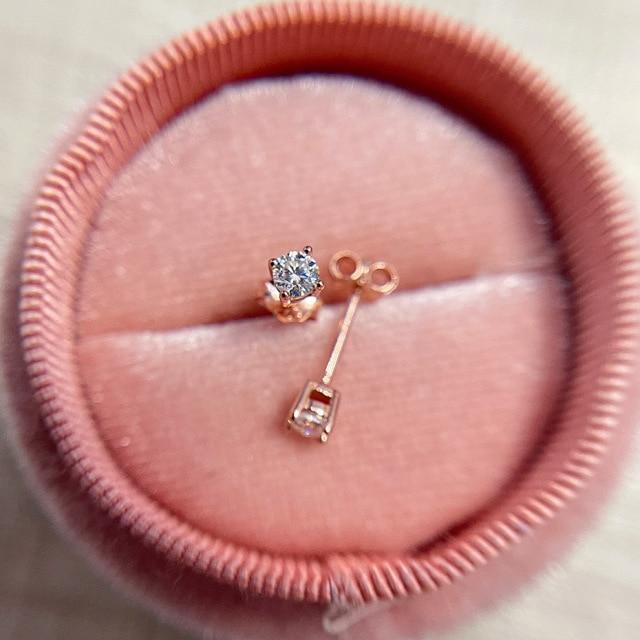 Ohrstecker aus 100 % Moissanit-Edelstein, 585er Roségold, für Damen, massives 925er Sterlingsilber, Solitär, edler Schmuck von Joom DACH