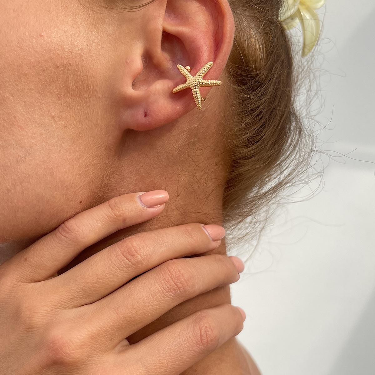 Ohrstecker mit übertriebenem Sternmotiv, für Sommer, Strand, Ozean, personalisierbar, trendig, Urlaub, Kunstperle, Seestern, Metallohrring für Frauen und Mädchen von Joom DACH