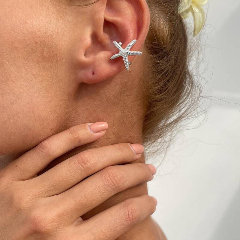 Ohrstecker mit übertriebenem Sternmotiv, für Sommer, Strand, Ozean, personalisierbar, trendig, Urlaub, Kunstperle, Seestern, Metallohrring für Frauen und Mädchen von Joom DACH