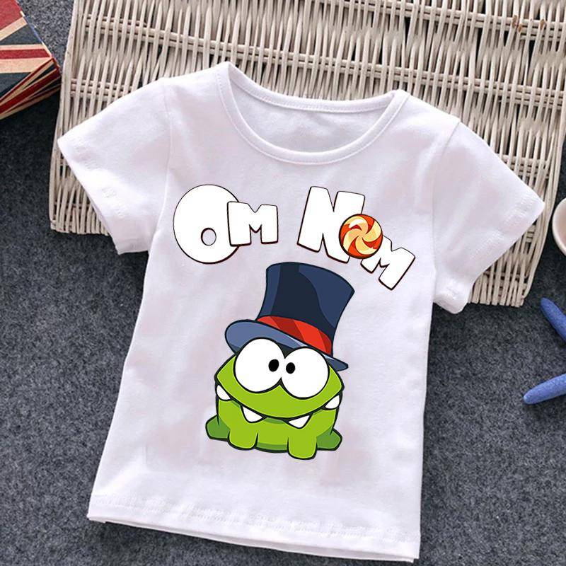 Om Nom Baby Mädchen Junge Cartoon Spiel Cut The Rope T-Shirt Kinder Lustige Frosch Kurzarm Top Tees O Hals Kinder Harajuku T-shirt Top 120cm von Joom DACH