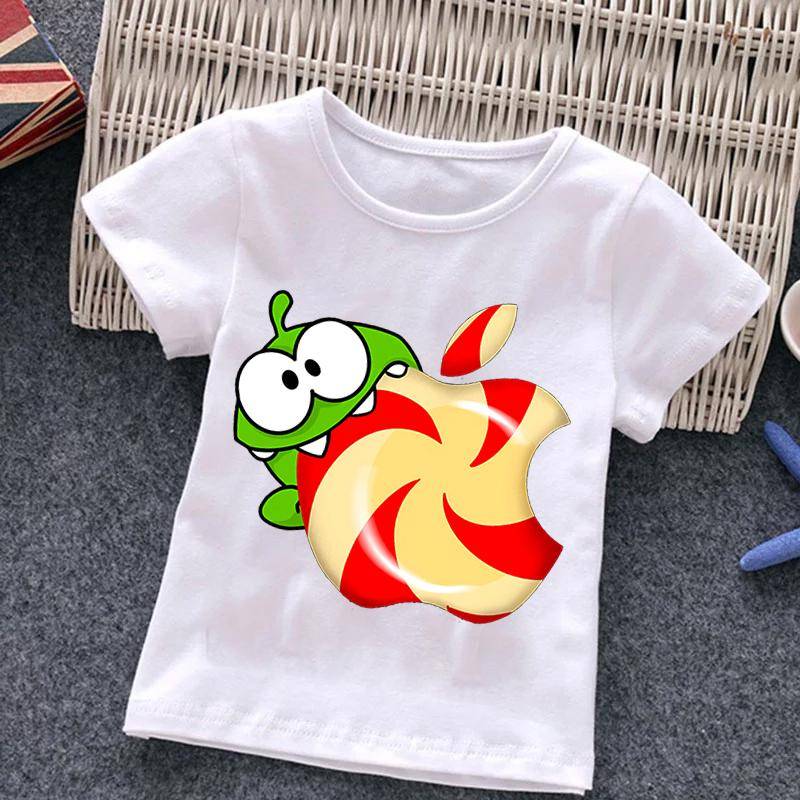 Om Nom Baby Mädchen Junge Cartoon Spiel Cut The Rope T-Shirt Kinder Lustige Frosch Kurzarm Top Tees O Hals Kinder Harajuku T-shirt Top 130cm von Joom DACH