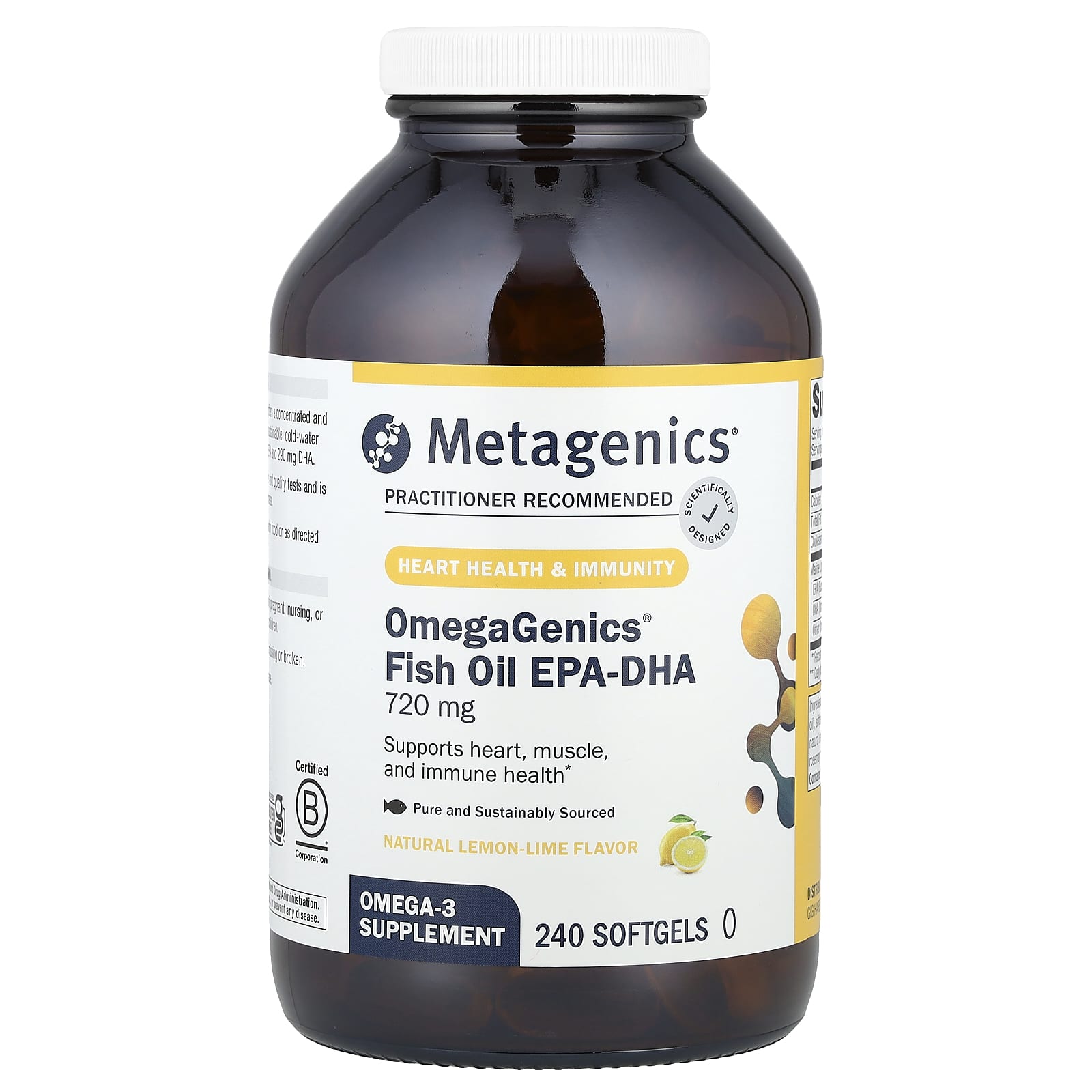Omegagenics®, Fischöl Epa-Dha, Natürliche Zitrone-Limette, 720mg, 240 Weichkapseln von Joom DACH