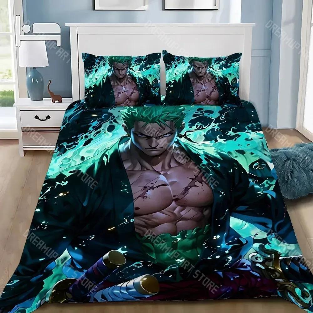 One Piece Bettbezug Kissenbezug, Luffy Cartoon-Druck Kinderbettwäsche-Set, Schlafzimmerdekoration Erwachsener Junge Geschenke 240x220cm von Joom DACH