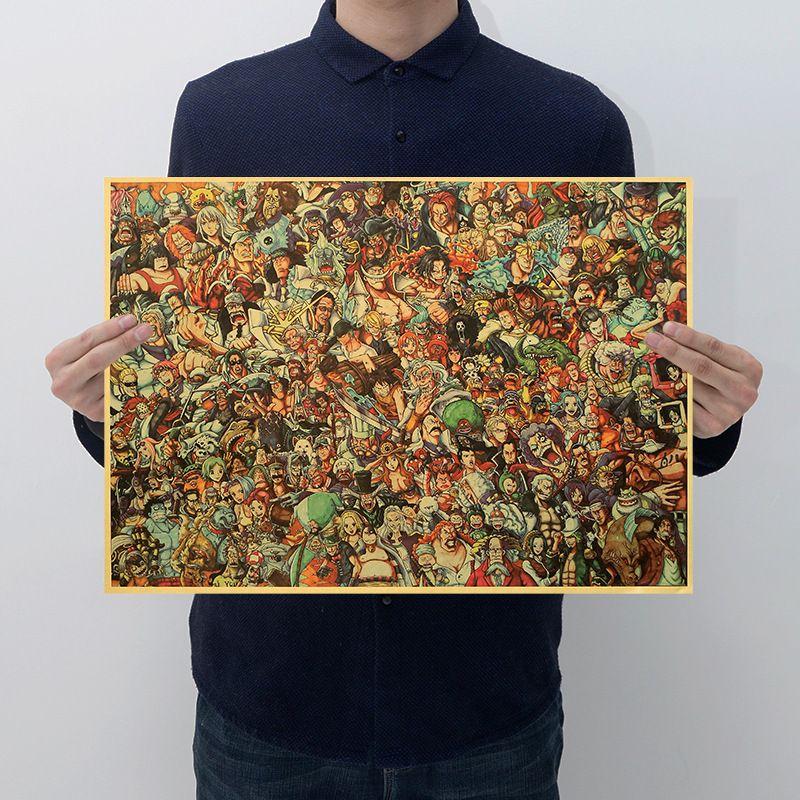 One Piece-Charaktere-Kollektion – dekoratives Gemälde der Vintage-Kraftpapier-Serie 50*35cm von Joom DACH