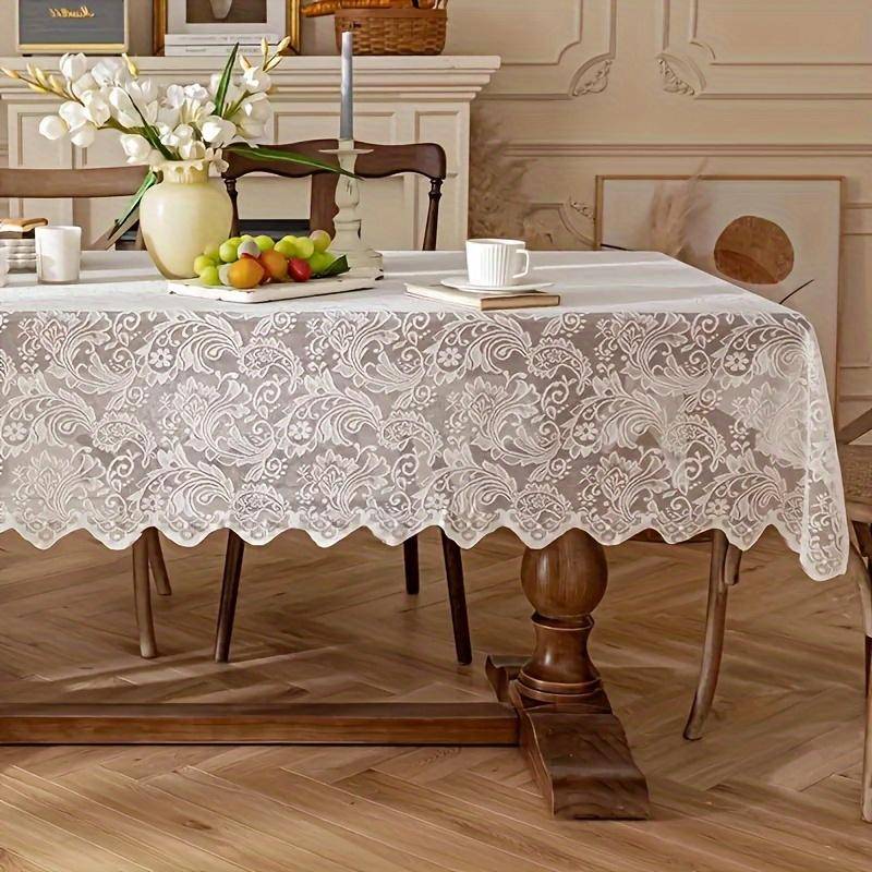 One Piece Französische Poinsettia Spitze Tischdecke, Rechteckiger Polyester Tischläufer für Ess- und Kaffeetische, Waschbar, Leicht zu reinigen von Joom DACH