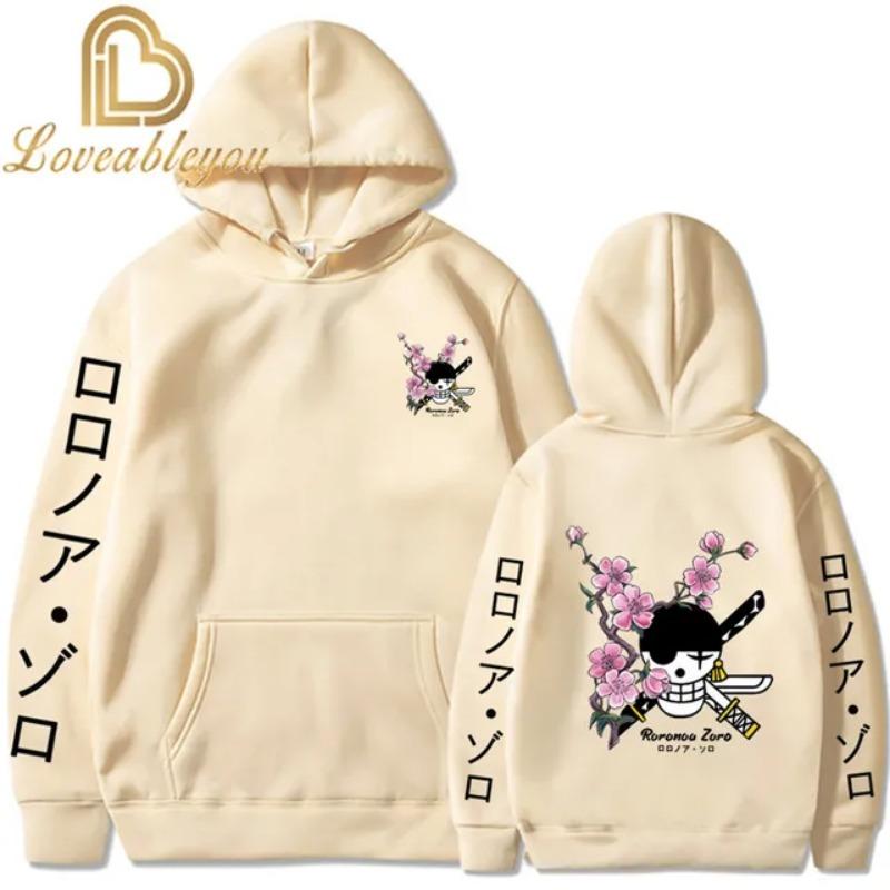 One Piece Hoodie Herren Damen Japanischer Anime Luffy Roronoa Zoro Sanji Unisex Harajuku Fashion Casual Sweatshirt XS von Joom DACH