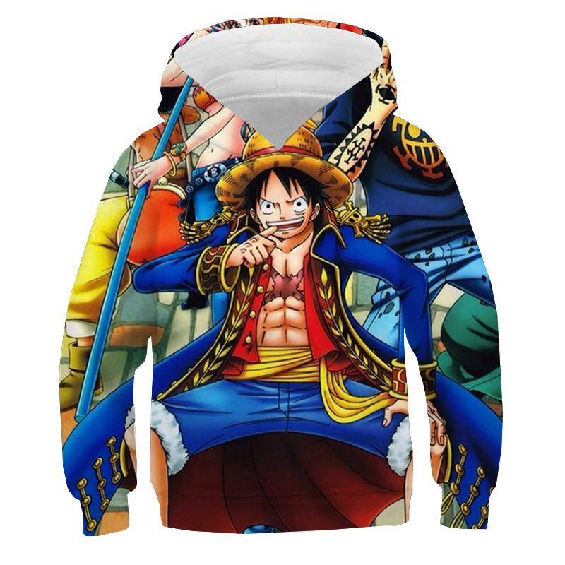 One Piece Hoodie Kinder Kapuzenpullover Anime Luffy Hoodie Kinderkleidung Jungen Mädchen Langarm Herbst Warmer Pullover Casual Tops M von Joom DACH