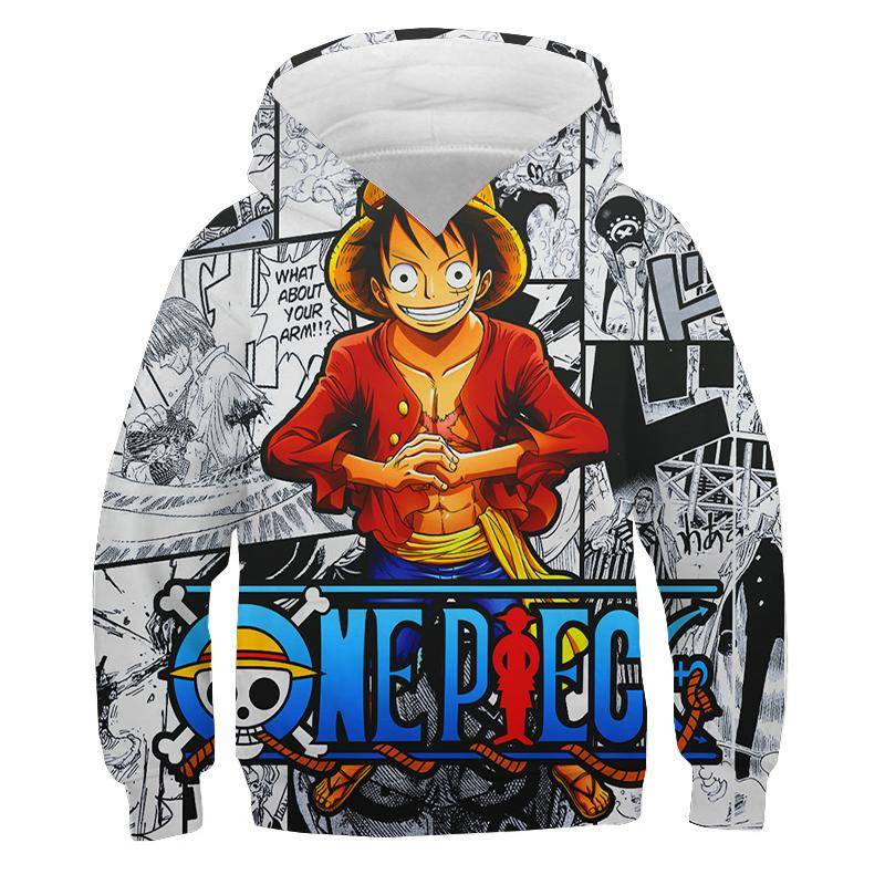 One Piece Hoodie Kinder Kapuzenpullover Anime Luffy Hoodie Kinderkleidung Jungen Mädchen Langarm Herbst Warmer Pullover Casual Tops S von Joom DACH