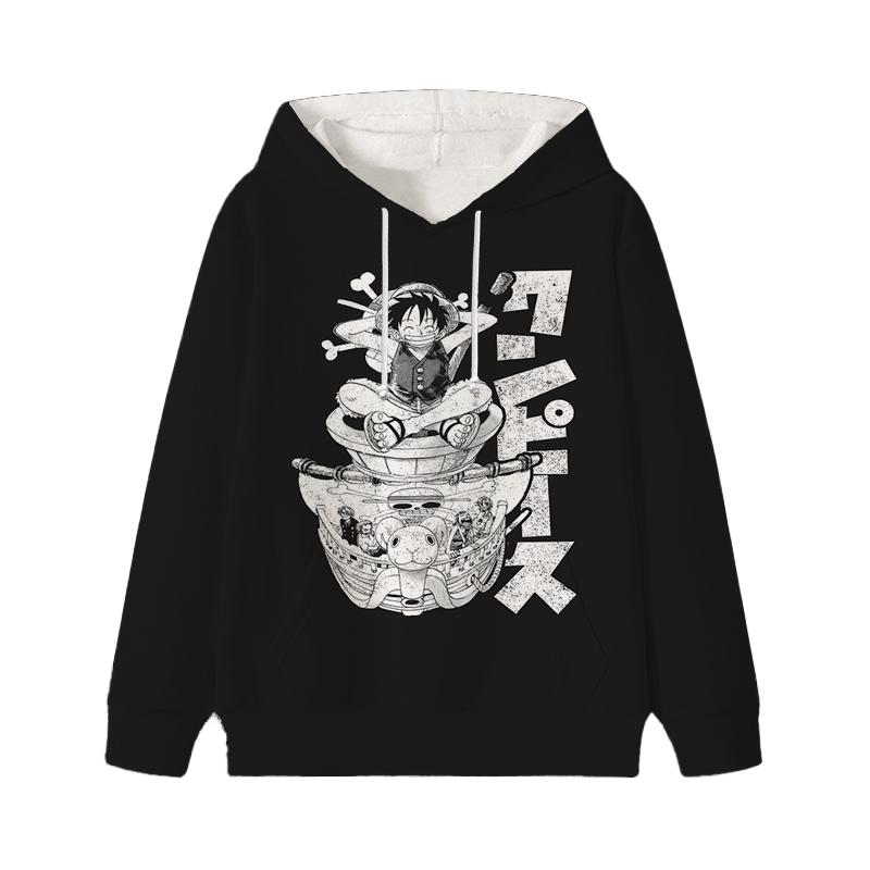 One Piece Luffy Wanted Kinder Hoodies Herbst Winter Kinder Samt Pullover Freizeitkleidung Kind Mädchen Jungen Cartoons Kawaii Tops Sweatshirts 140 beige von Joom DACH