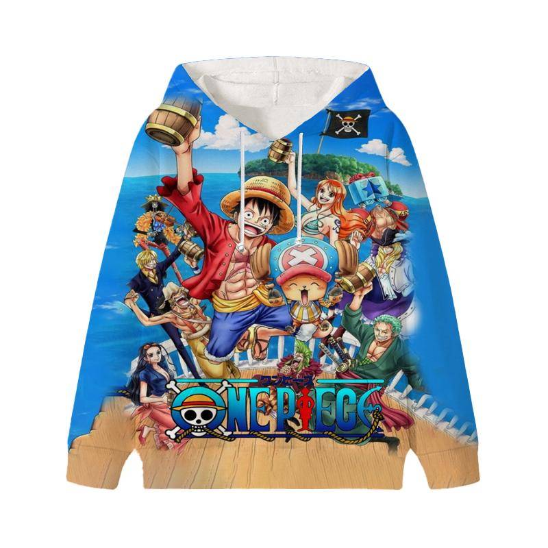 One Piece Luffy Wanted Kinder Hoodies Herbst Winter Kinder Samt Pullover Freizeitkleidung Kind Mädchen Jungen Cartoons Kawaii Tops Sweatshirts 160 weiß von Joom DACH