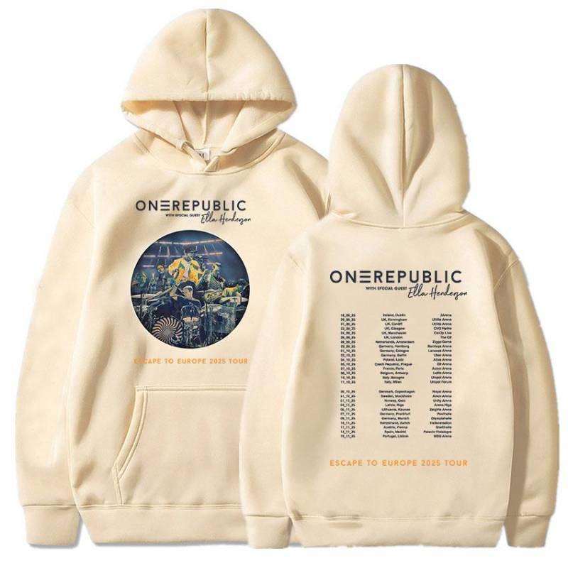 OneRepublic Escape To Europe 2025 Tour Hoodies Herbst Fleece Lässige Herren Sweatshirts Langarm Banddruck Unisex Oberteile L von Joom DACH