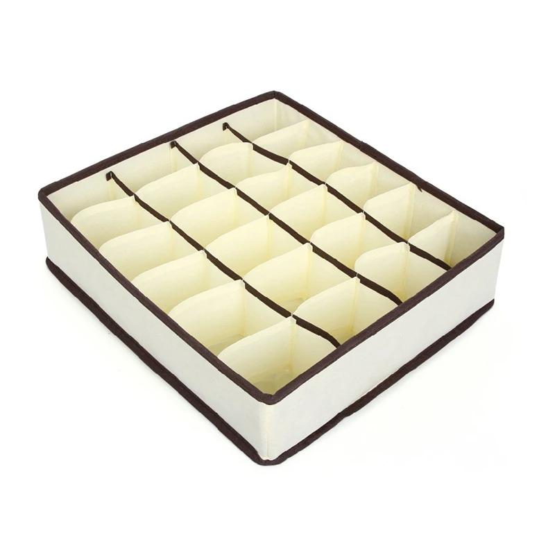 Organizer für Unterwäsche, Socken, BHs, Hosen, Schals, Krawatten, Aufbewahrungsbox, Kleiderschrank-Schubladen-Organizer, faltbarer Koffer für Unterwäsche-Organizer 24 Grid beige von Joom DACH