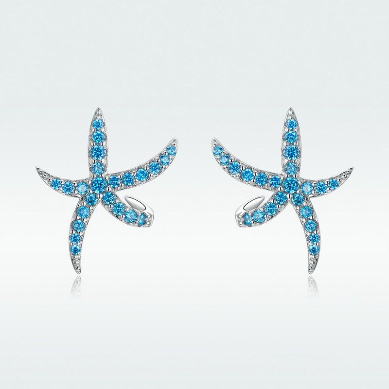 Original Mode Sterling Silber Seestern Ohrringe S925 Ohrringe fünfzackigen Stern Europäischen und Amerikanischen Mädchen Ohrringe von Joom DACH