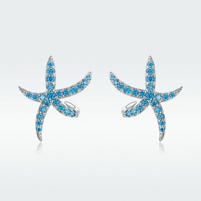Original Mode Sterling Silber Seestern Ohrringe S925 Ohrringe fünfzackigen Stern Europäischen und Amerikanischen Mädchen Ohrringe von Joom DACH