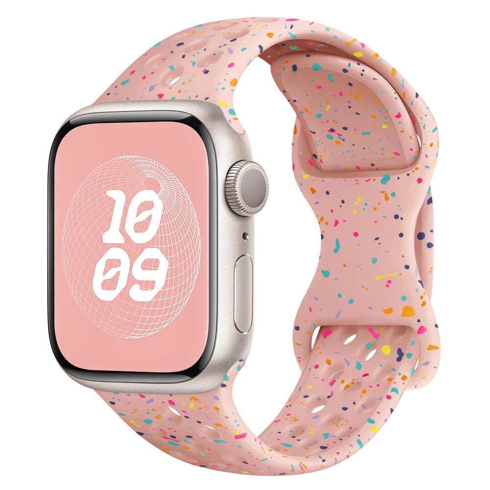 Original Sportarmband für Apple Watch Band Ultra 2 49 mm 45 mm 44 mm 42 mm 38 mm Farbige Partikel Gummiband für IWatch 9 8 7 6 5 SE For 38mm 40mm 41mm rosa von Joom DACH