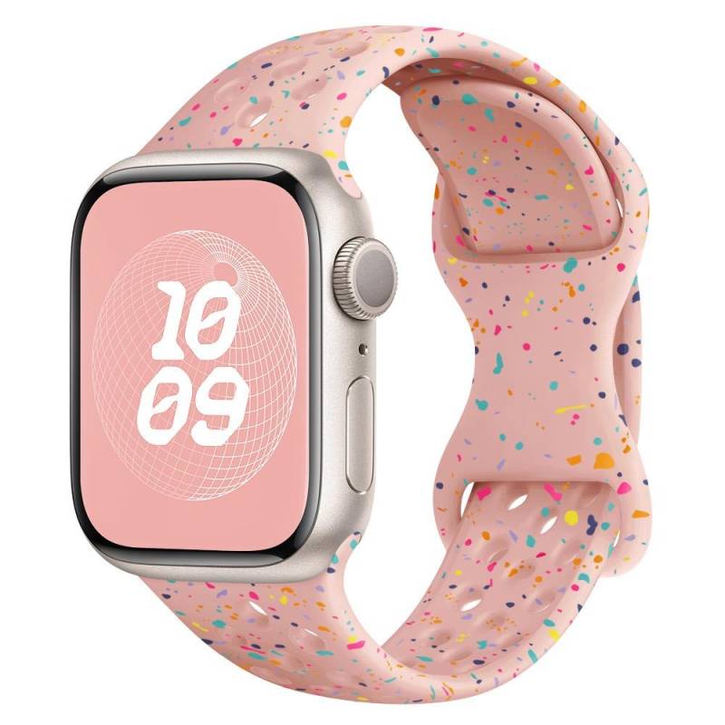 Original Sportarmband für Apple Watch Band Ultra 2 49 mm 45 mm 44 mm 42 mm 38 mm Farbige Partikel Gummiband für IWatch 9 8 7 6 5 SE For 38mm 40mm 41mm rosa von Joom DACH