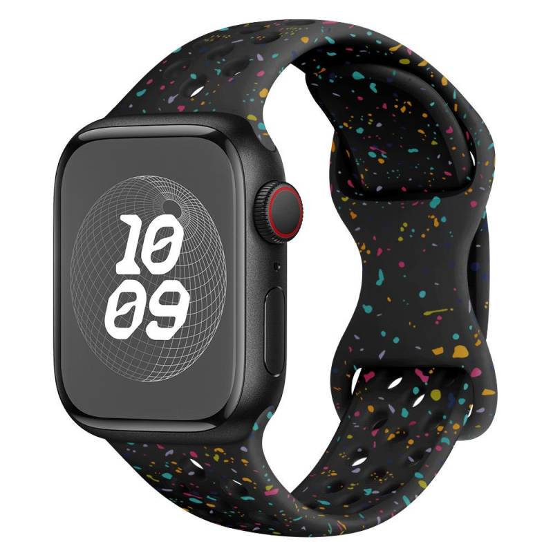 Original Sportarmband für Apple Watch Band Ultra 2 49 mm 45 mm 44 mm 42 mm 38 mm Farbige Partikel Gummiband für IWatch 9 8 7 6 5 SE For Ultra1/2 49mm schwarz von Joom DACH