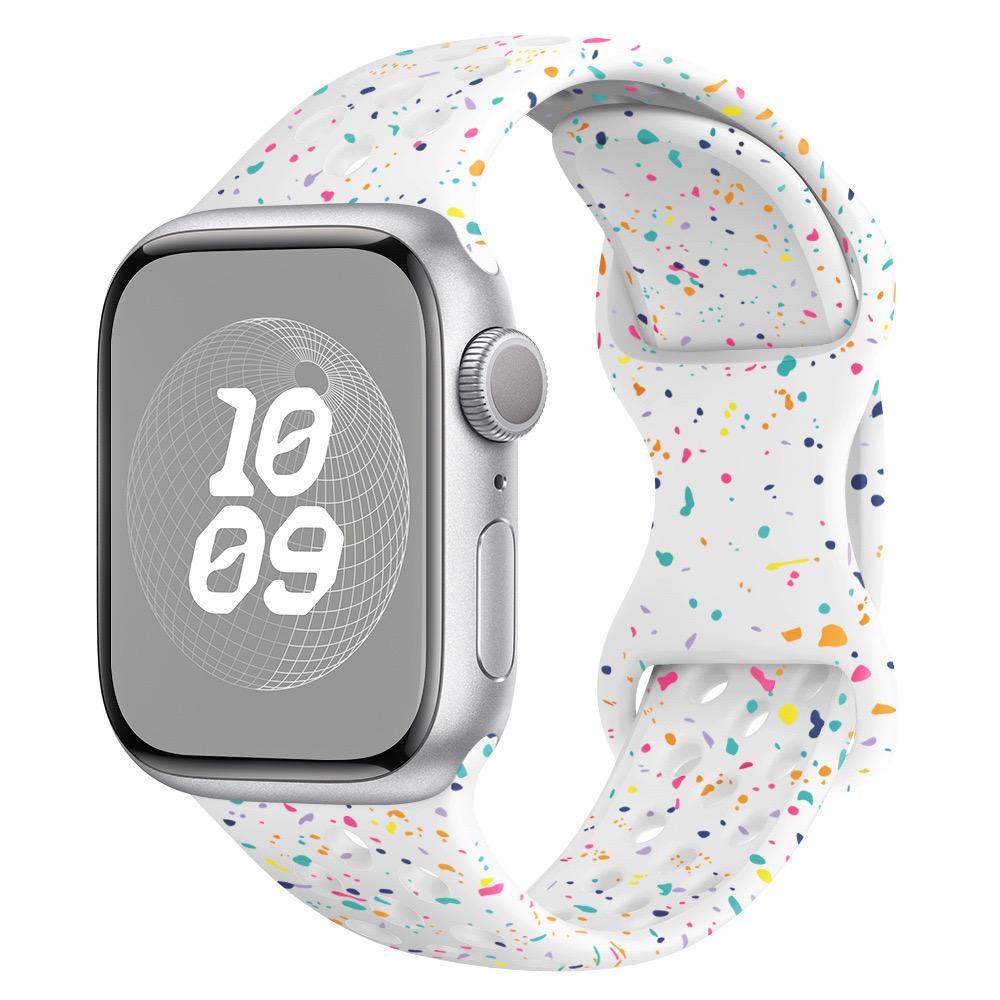 Original Sportarmband für Apple Watch Band Ultra 2 49 mm 45 mm 44 mm 42 mm 38 mm Farbige Partikel Gummiband für IWatch 9 8 7 6 5 SE For Ultra1/2 49mm weiß von Joom DACH