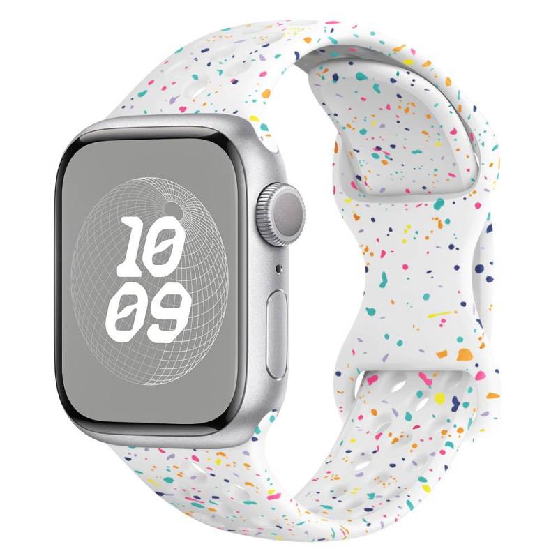 Original Sportarmband für Apple Watch Band Ultra 2 49 mm 45 mm 44 mm 42 mm 38 mm Farbige Partikel Gummiband für IWatch 9 8 7 6 5 SE For Ultra1/2 49mm weiß von Joom DACH