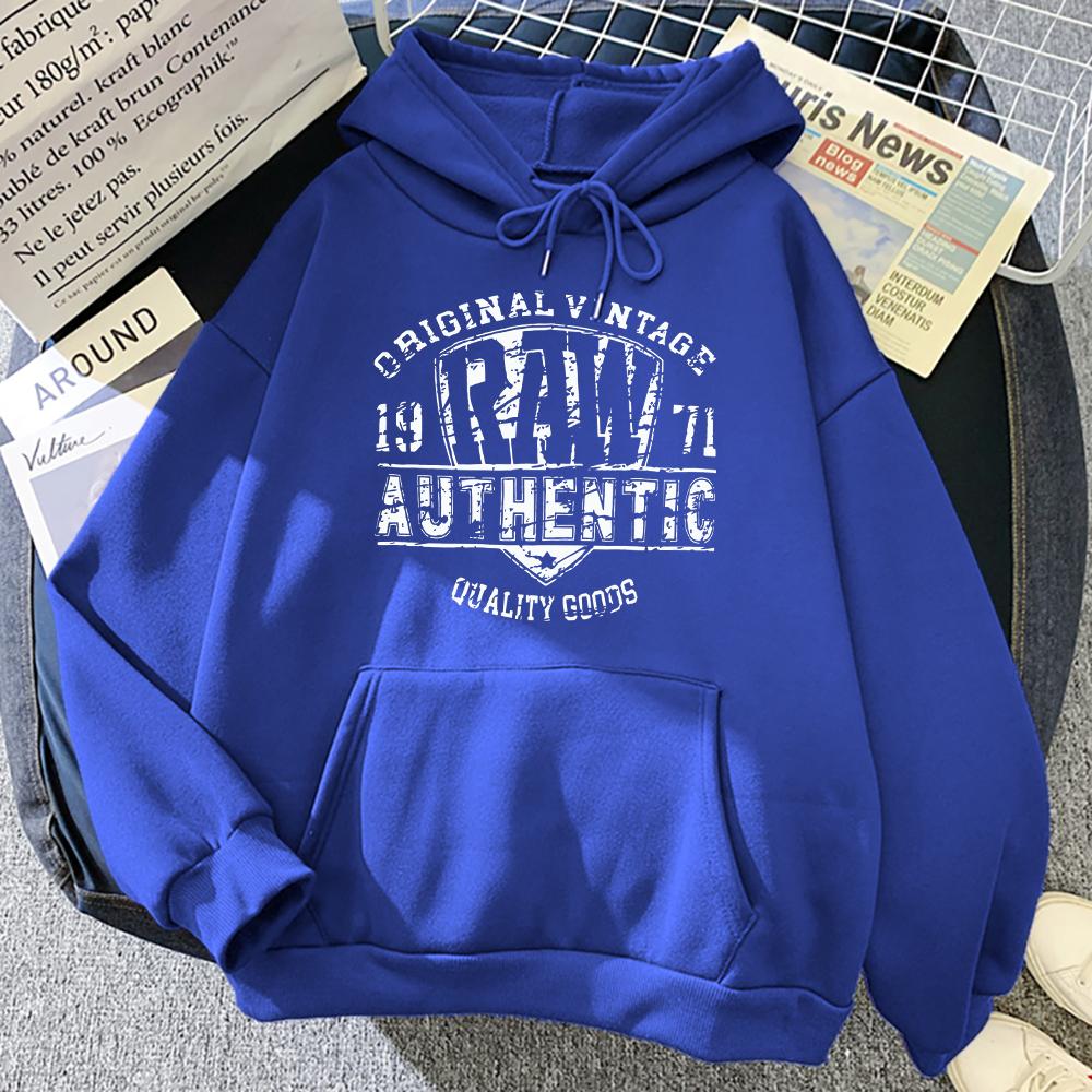 Original Vintage 1971 Raw Ahthentic Hoody Frauen Crewneck Hip Hop Sweatshirt Herbst Kleidung Weibliche Fleece Lose Hoodie 3XL von Joom DACH
